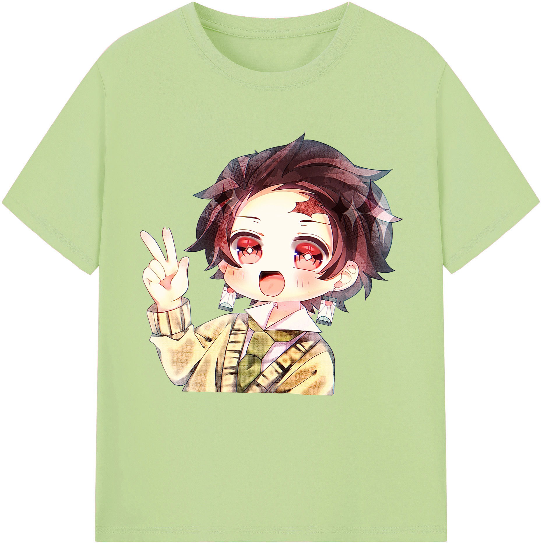 （画像用） 鬼滅の刃 竈門 炭治郎／かまど たんじろう Kamado Tanjirou 綿100％半袖Tシャツ（フロントプリント）